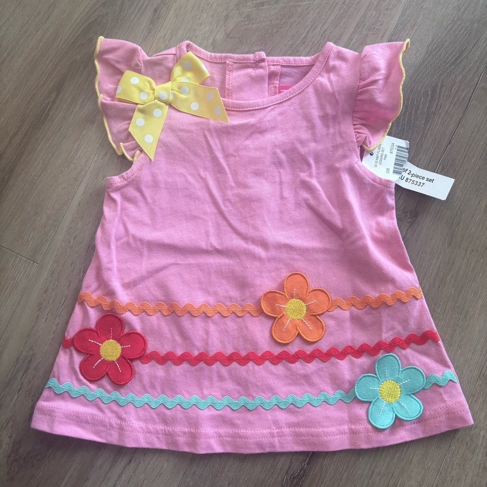 Good Lad Pink Dress with Yellow Bow and Flowers